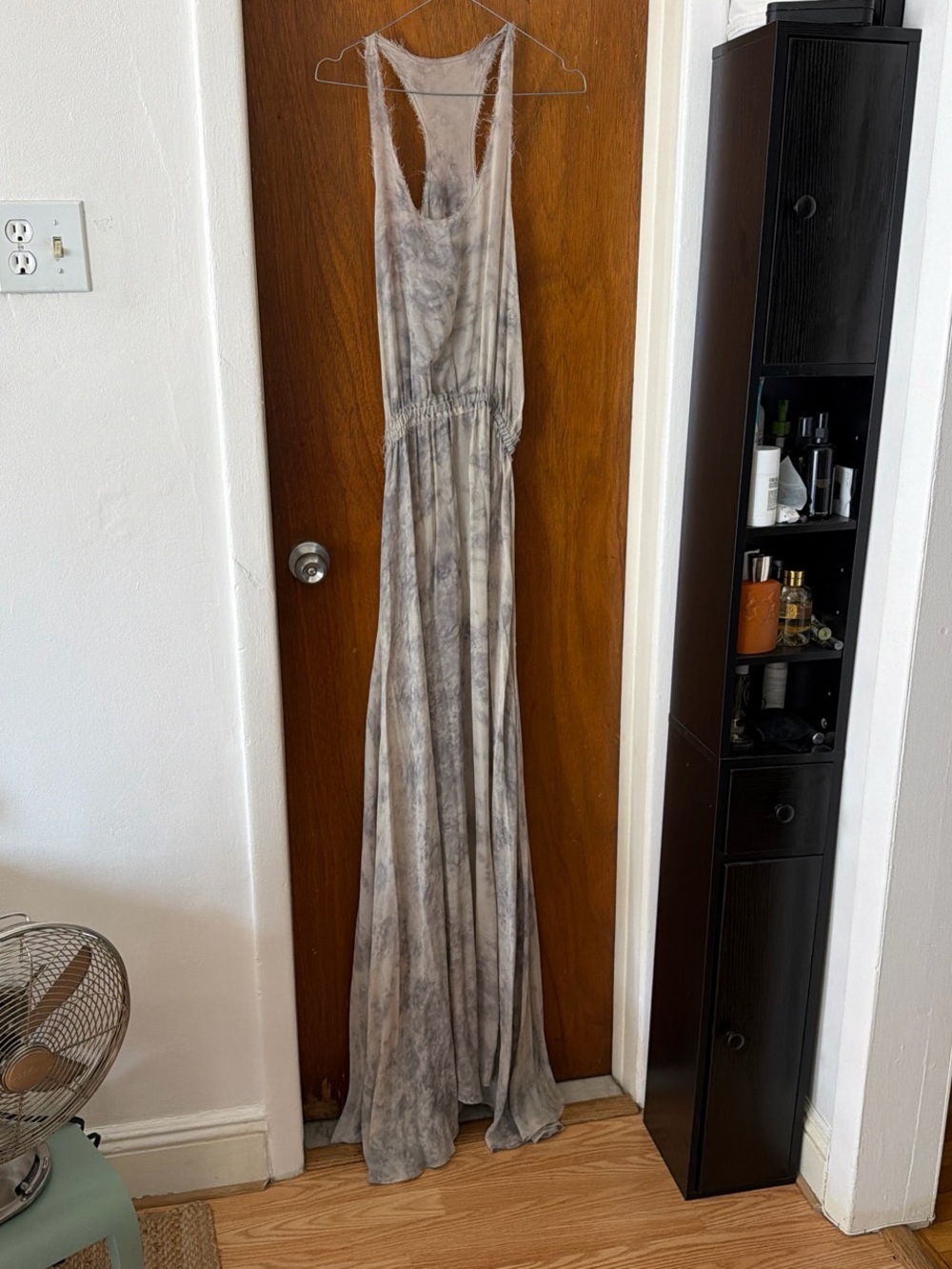 LoveShackFancy Gray Tie-Dye Sleeveless Maxi Dress
